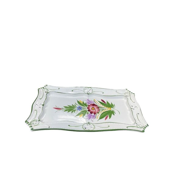 RCCL Portugal Hand-Painted Floral Heart Trinket Dish 15.5"x8" SKU 9323 - Picture 2 of 12